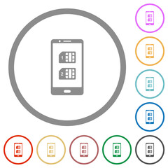 Poster - Dual SIM mobile flat icons with outlines