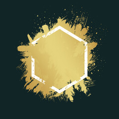 Wall Mural - golden grunge with frame vector, collection of grunge background, spray paint elements, black splash
