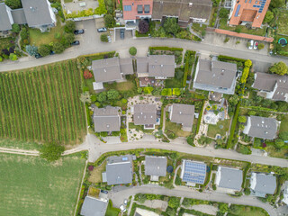 Canvas Print - Aerial view of residential area buildings in European suburb. Living in Switzerland.