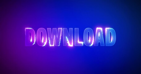 Wall Mural - download. electric lightning words. burning logotype on purple blue background. high quality 4k foot