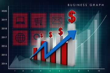 3d rendering Stock market online business concept