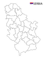  Serbia map, black and white detailed outline regions of the country.