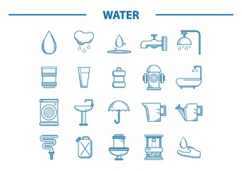 Poster - water related icons set