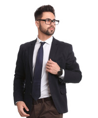 Sticker - Portrait of young businessman on white background