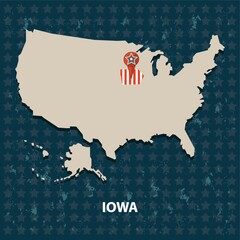 Wall Mural - iowa state on the map of usa