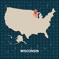 Poster - wisconsin state on the map of usa