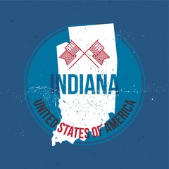 Sticker - map of indiana state label