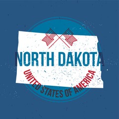 Wall Mural - map of north dakota state label