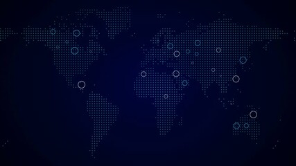 World map. Global connection.Technological interface.Futuristic HUD.Map with circle pointers.Blue