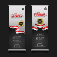 Indonesia Independence Day Celebration, roll up banner set Design Vector Template Illustration