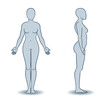 Vector silhouettes of woman front and side view