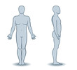 Vector silhouettes of man front and side view