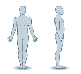vector silhouettes of man front and side view
