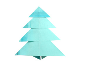 Wall Mural - A blueCcristmas origami tree on white