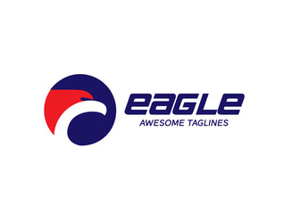 Wall Mural - eagle heads with circle logo, creative falcon head logotype with circle, eagle head illustration