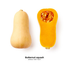 Canvas Print - Butternut squash isolated on white background
