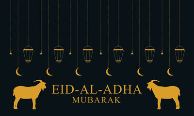 Eid al adha mubarak bakrid festival with goat vector template design.