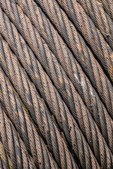 weathered steel rope on a winch drum