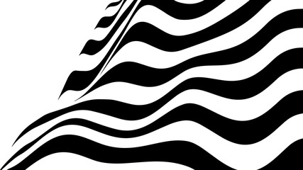 Poster - Optical illusion wave. Abstract 3d black and white illusions. Horizontal lines stripes pattern or background with wavy distortion effect. Vector illustration.