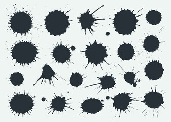 Wall Mural - Set of black ink blots