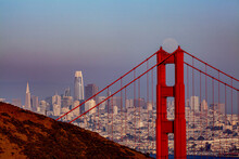 Golden Gate Bridge With Full Moon, San Francisco