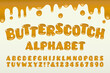 A Butterscotch Syrup Styled Alphabet with Gooey Melted Drips and Rounded Letter Shapes