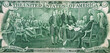 Declaration of Independence of the United States of America. Signing the Declaration of Independence on the 2 US dollars bank note made in 1976