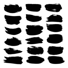 Big Set Of Abstract Black Short Strokes Isolated On White Backckground