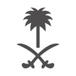 saudi arabia national day, palm tree and swords national symbol silhouette style icon