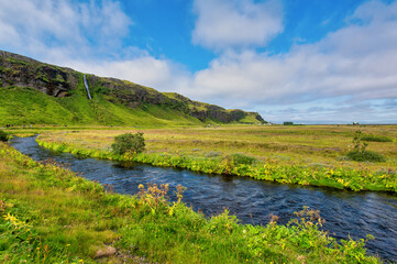 Canvas Print - Creek of Seljalandfoss on a beautiful morning, Iceland