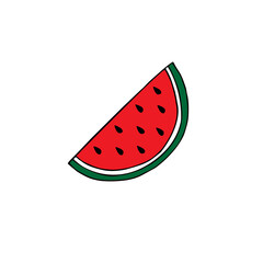 Sticker - Vector hand drawn doodle sketch colored watermelon slice isolated on white background