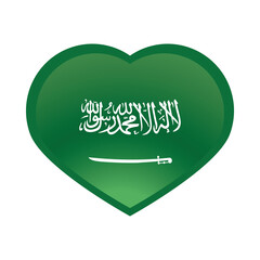 Sticker - saudi arabia national day, green heart flag national celebration gradient style icon