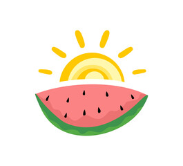 Sticker - Creative design of watermelon and sun illustration