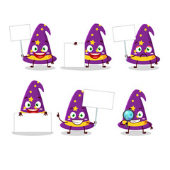 Sticker - Wizard hat cartoon character bring information board