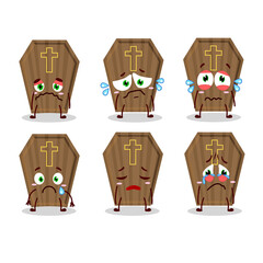 Sticker - Coffin cartoon in character with sad expression