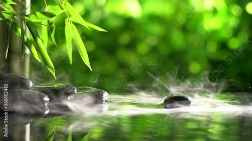 Fotografie, Obraz zen basalt stones and bamboo,spa still life