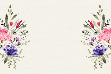 Sticker - watercolor floral flower decoration background with text space