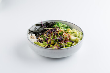 Wall Mural - Unagi poke bowl with green beans vegetables nori