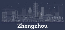 Outline Zhengzhou China City Skyline With White Buildings.
