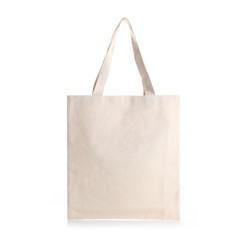 Blank Eco Friendly Beige Colour Fashion Canvas Tote Bag for branding, Isolated on White Background. Clear reusable Bag for Groceries mock up. Empty linen fabric tote bag for template. Front View.