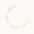 Golden wreath with fancy leaves. Vector isolated illustration.