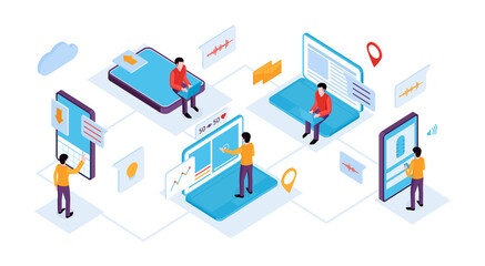 Wall Mural - Isometric People Interfaces Set