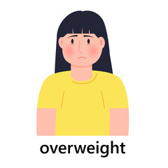 Overweight girl icon vector. Unhappy woman is fat. She s worried about being overweight. Healthcare concept illustration.