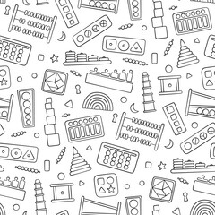 hand drawn kid toys for montessori games. education logic toys for preschool children. montessori sy