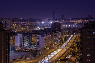 Wall Mural - Cityscape of a modern city captured at night