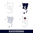 Japan State Kagoshima Map with flag vector