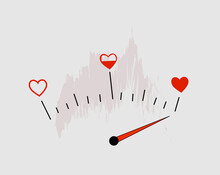 Meter of love with hearts. Valentine day. Test with full indicator of level passion. Speedometer with measure feelings and romance. 