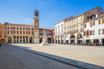 Italian town of Rovigo with Vittorio Emanuele square in a summer sunny day