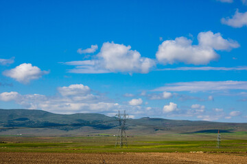 power lines in the field