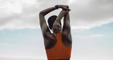 Woman doing hand stretching exercise